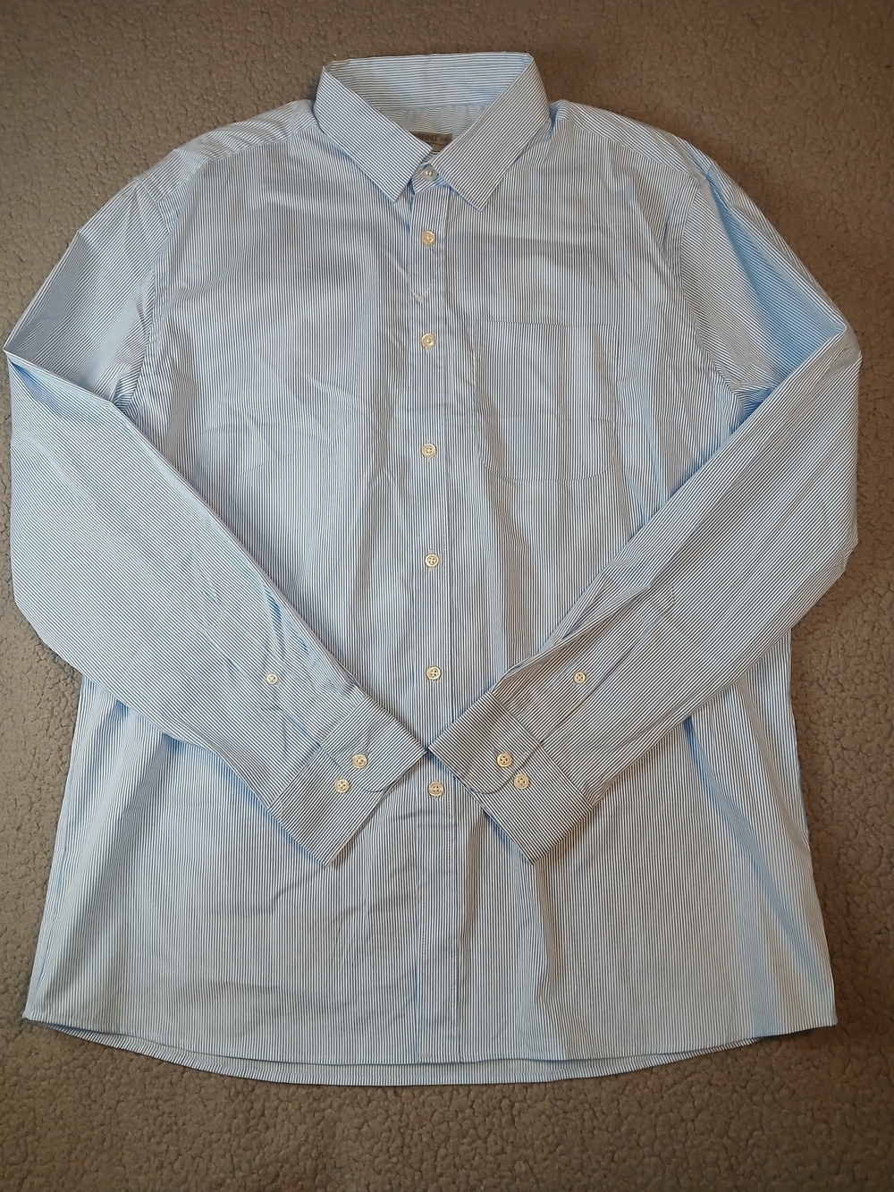 NWOT Torrino Classic Mens Shirt Long Sleeve Size XXL Collar White Blue Stripes